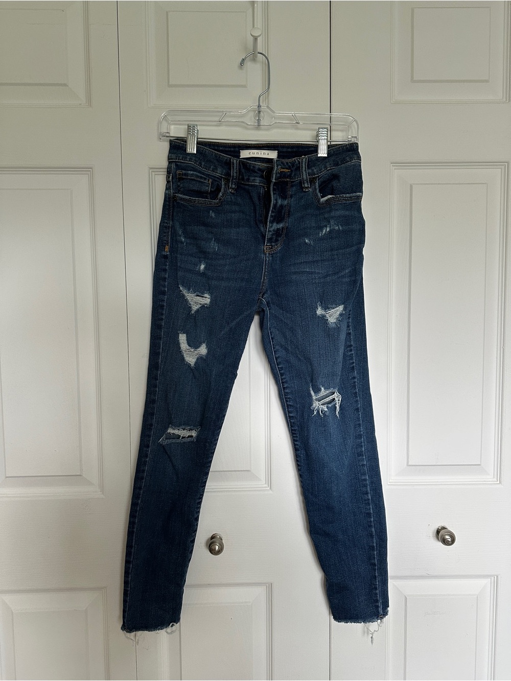 eunina Dark Blue Distressed Skinny Jeans